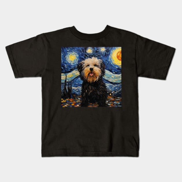 Puli Dog Painted in The Starry Night style Kids T-Shirt by NatashaCuteShop